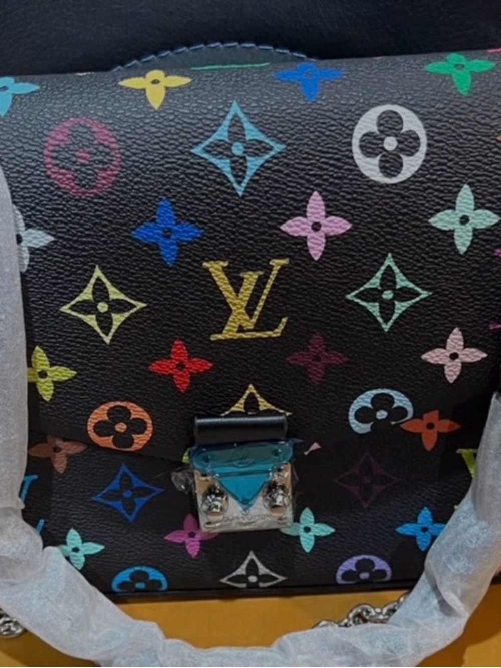 Black Multicolor Monogram Chain Shoulder Bag